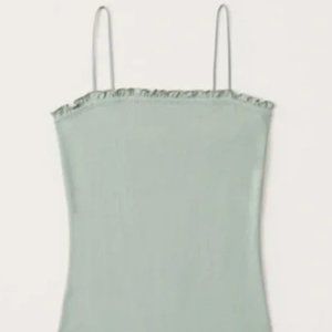 Abercrombie Light Green Ruffle Spaghetti Strap Bodysuit – Size M